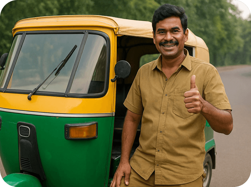 Happy driver thumbs up